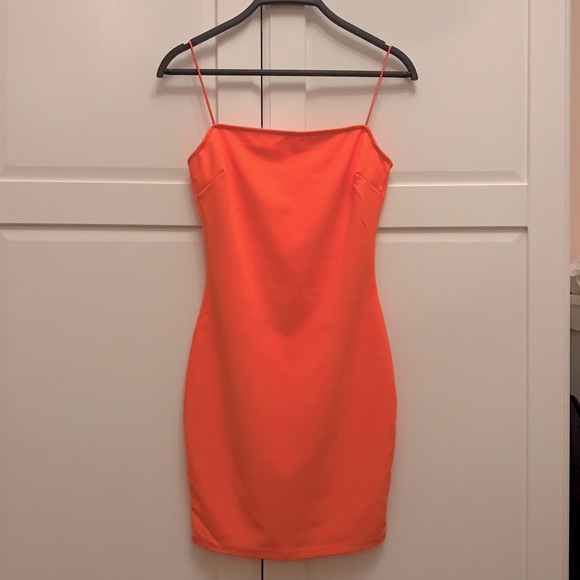 Neon Coral Mini Dress - Picture 1 of 2
